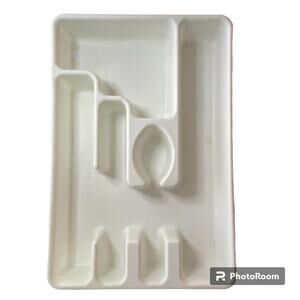 Vtg Rubbermaid  2921 Cutlery Tray Organizer White Plastic Utensil Drawer 5 Slot